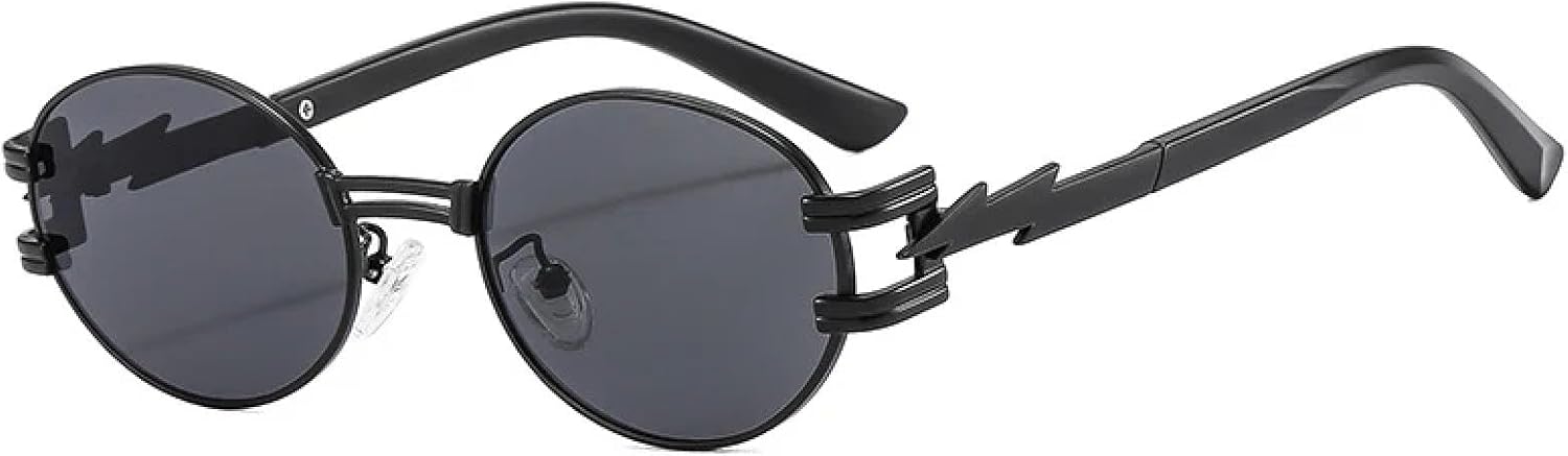 Солнцезащитные очки для женщин и мужчин в стиле хип-хоп, с молниеносным дизайном, декоративные, ретро, овальные, модные, для улицы, с защитой от УФ-излучения UV400 TKKTLLT, Black Gray
Солнцезащитные очки для женщин и мужчин в стиле хип-хоп, с молниеносным дизайном, декоративные, ретро, овальные, модные, для улицы, с защитой от УФ-излучения UV400 TKKTLLT, Black Gray