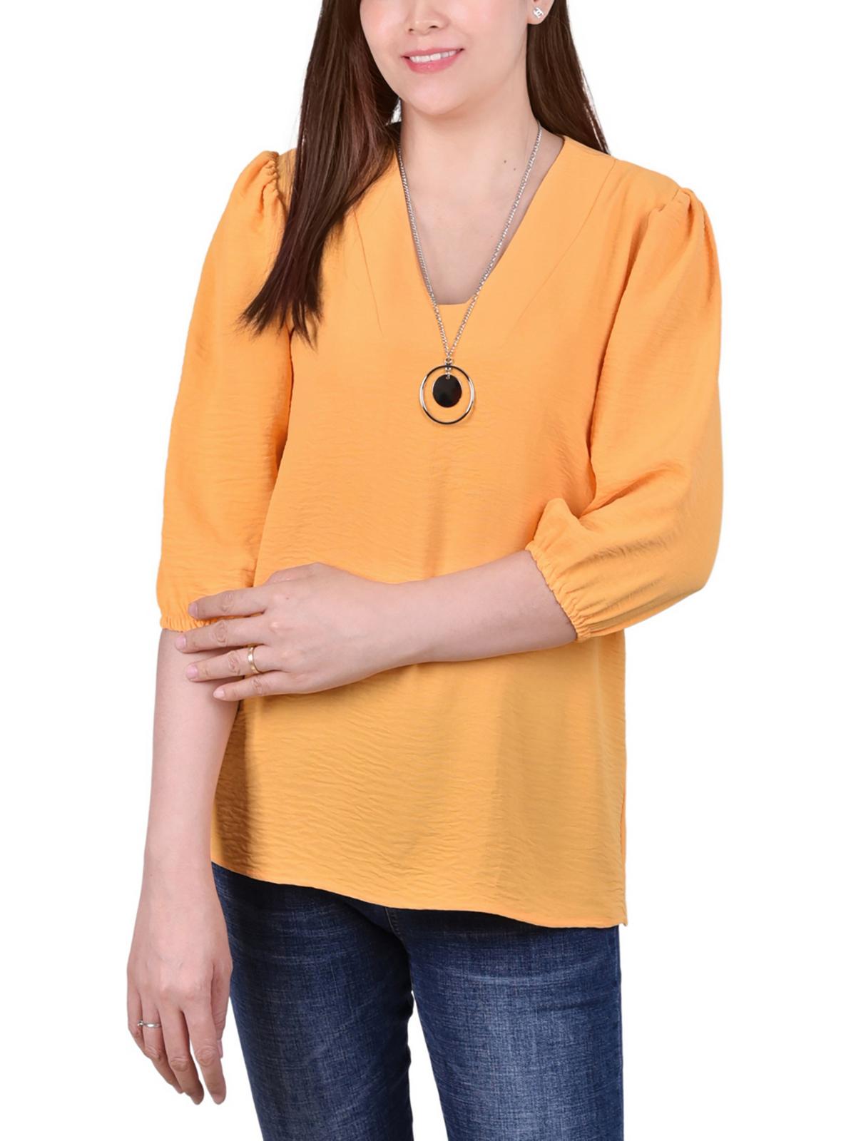 Женская трикотажная блузка Petites с V-образным вырезом NY Collection, цвет marigold
Женская трикотажная блузка Petites с V-образным вырезом NY Collection, цвет marigold