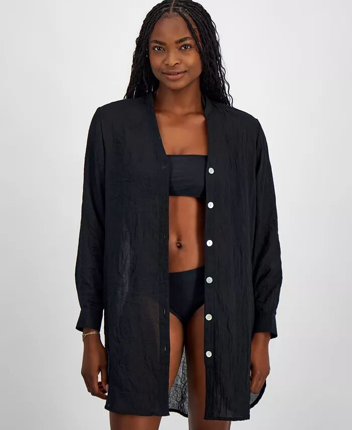 Женская большая рубашка-рубашка с пуговицами спереди и длинными рукавами для плавания J Valdi, черный
Женская большая рубашка-рубашка с пуговицами спереди и длинными рукавами для плавания J Valdi, черный