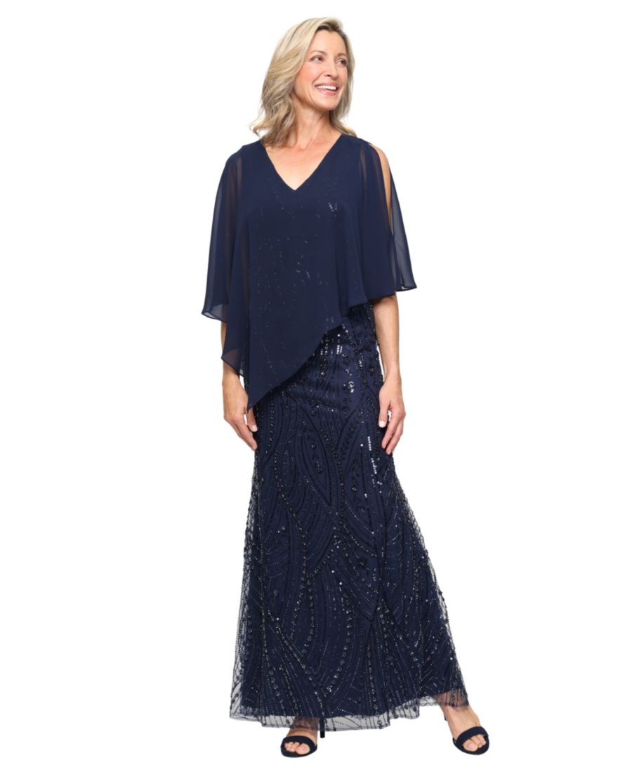 Женское платье с V-образным вырезом, расшитое бисером SL Fashions, Navy
Женское платье с V-образным вырезом, расшитое бисером SL Fashions, Navy