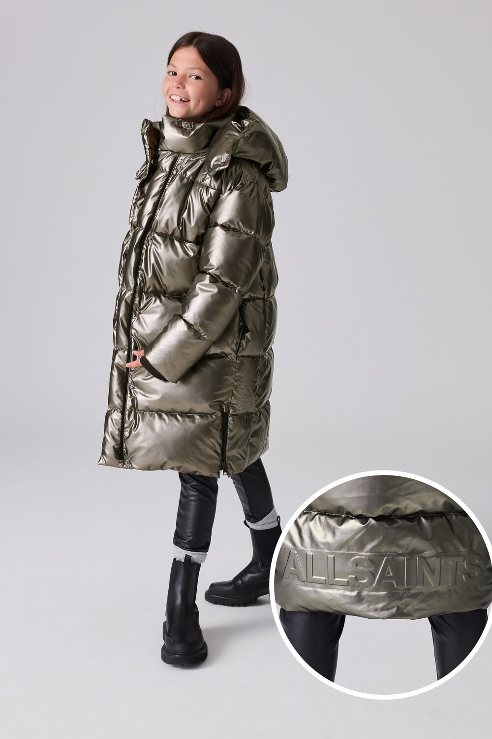 Длинное стеганое пальто для девочек Smallsaints, металлический
Длинное стеганое пальто для девочек Smallsaints, металлический