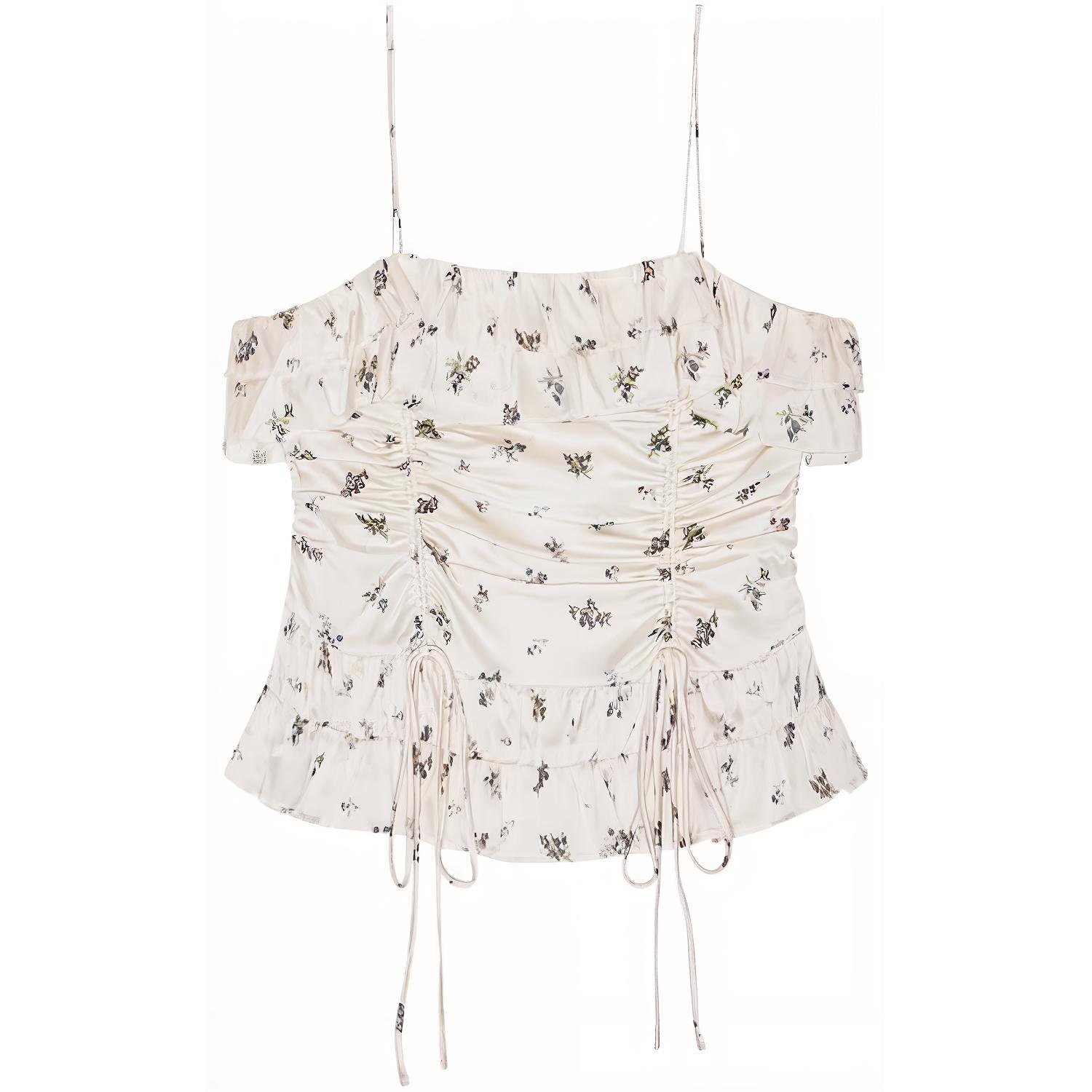 Принтованный атласный слип топ GANNI, белый
Принтованный атласный слип топ GANNI, белый