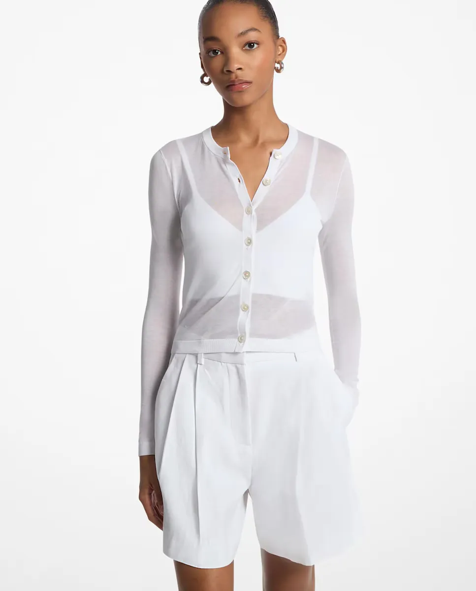 Женский полупрозрачный кардиган с длинными рукавами Michael Michael Kors, белый 
Женский полупрозрачный кардиган с длинными рукавами Michael Michael Kors, белый