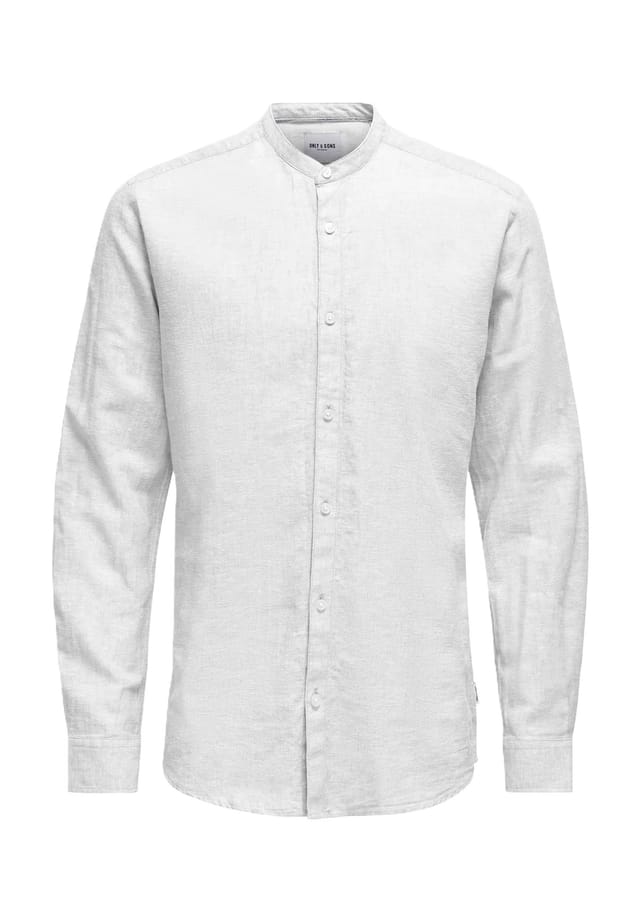 Повседневная рубашка с добавлением льна облегающего кроя воротник-стойка Only & Sons, белый
Повседневная рубашка с добавлением льна облегающего кроя воротник-стойка Only & Sons, белый