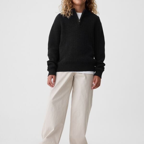 Пуловер с воротником-стойкой и полумолнией Gap, черный
Пуловер с воротником-стойкой и полумолнией Gap, черный