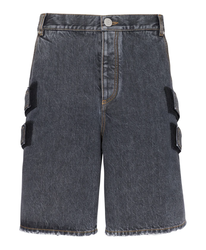 Черные джинсы-бермуды с боковым ремешком Balmain, черный
Черные джинсы-бермуды с боковым ремешком Balmain, черный