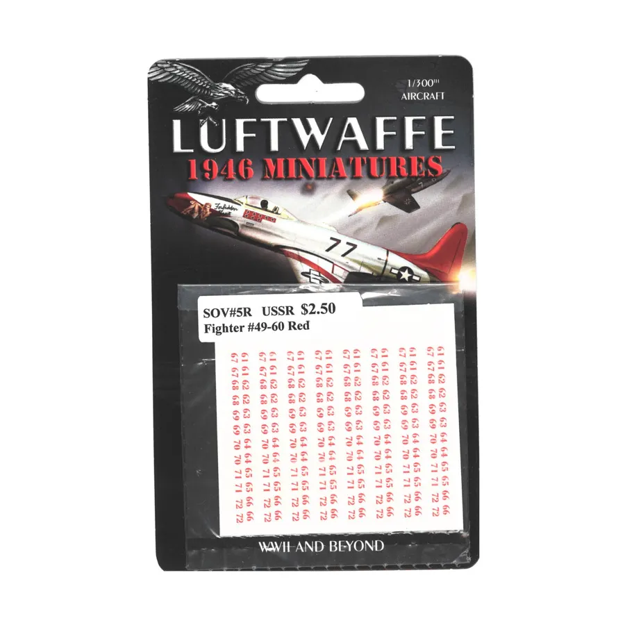 СССР — цифры истребителей № 49–60, красные., Decals - Blue Sky
СССР — цифры истребителей № 49–60, красные., Decals - Blue Sky