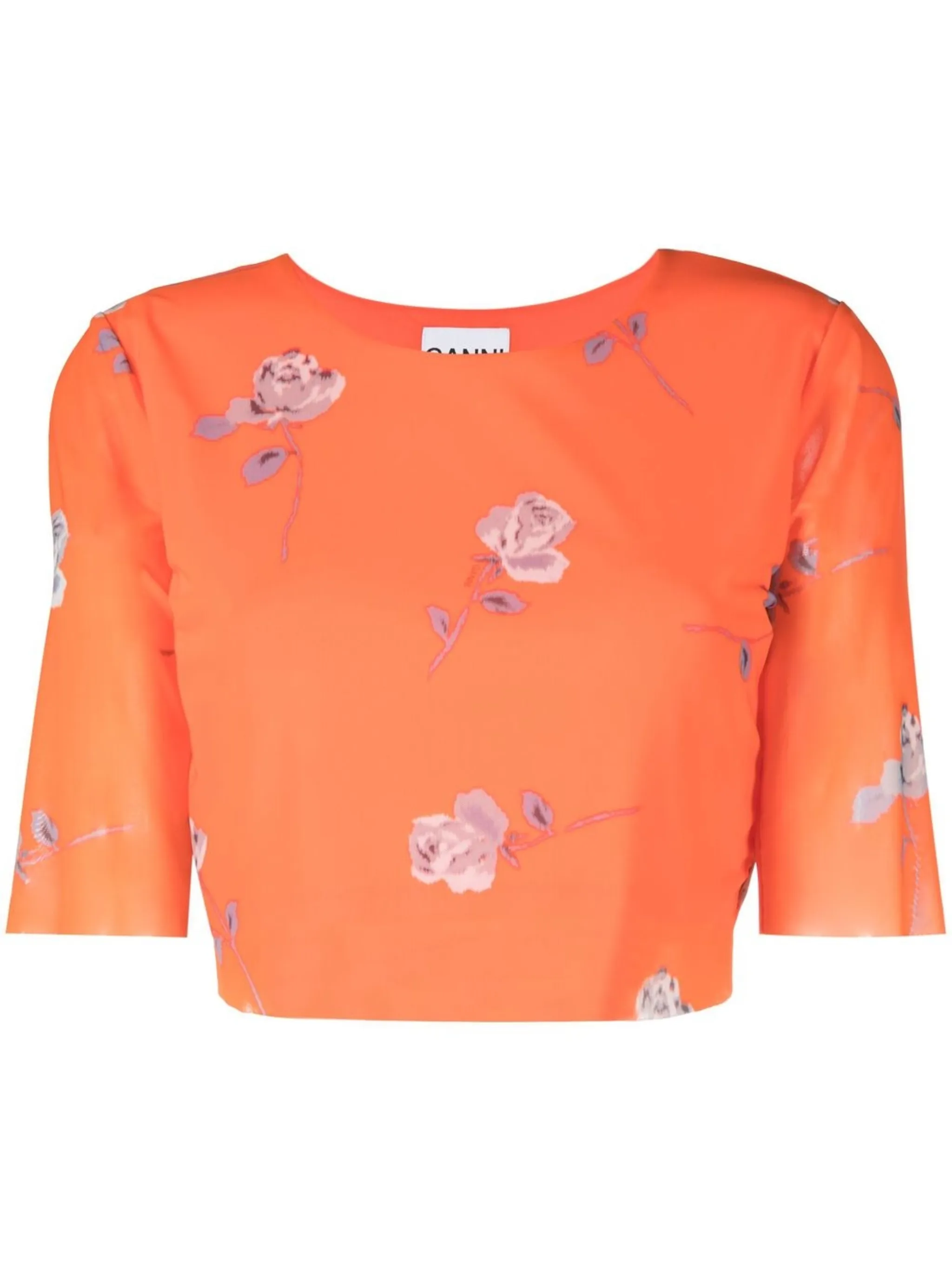 Футболка с цветочным принтом Ganni, оранжевый
Футболка с цветочным принтом Ganni, оранжевый