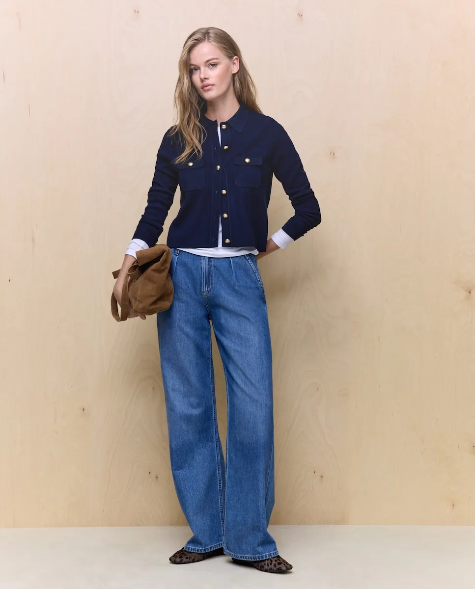 Женский однотонный вязаный жакет Easy Wear, темно-синий
Женский однотонный вязаный жакет Easy Wear, темно-синий