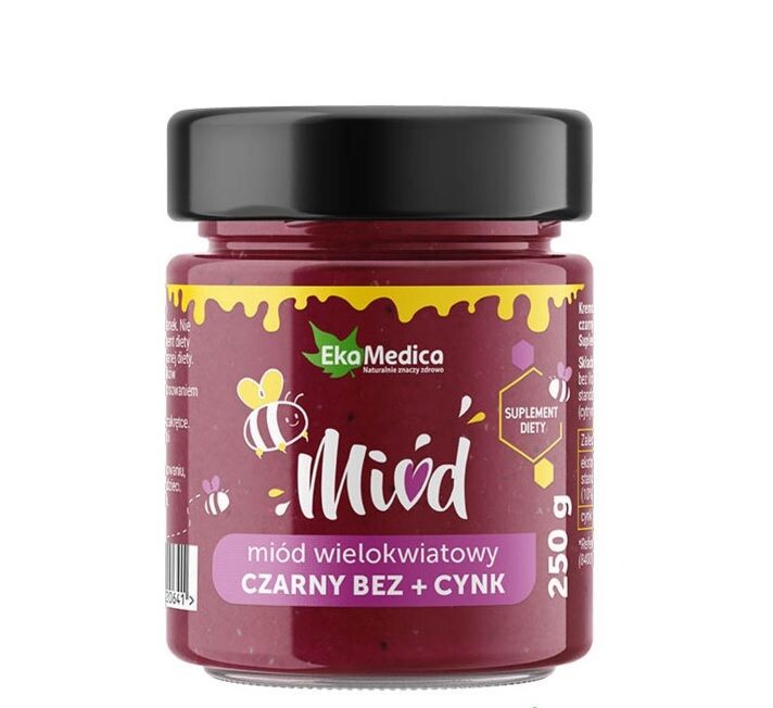 Многоцветочный мед Ekamedica Miód Wielokwiatowy Czarny Bez + Cynk, 250 g
Многоцветочный мед Ekamedica Miód Wielokwiatowy Czarny Bez + Cynk, 250 g