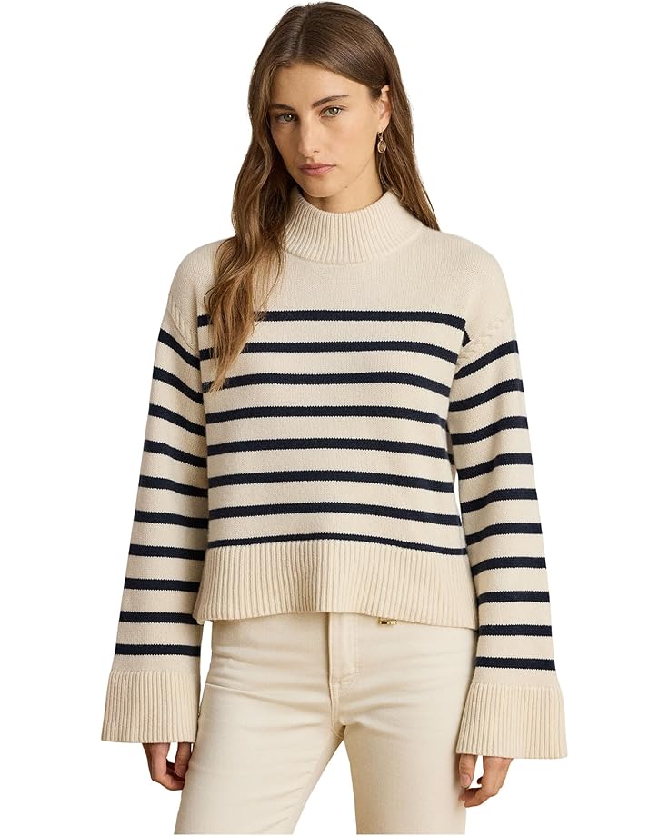 Женский свитер Lauren Ralph Lauren в полоску из смесовой шерсти с высоким воротником, Mascarpone Cream/Lauren Navy
Женский свитер Lauren Ralph Lauren в полоску из смесовой шерсти с высоким воротником, Mascarpone Cream/Lauren Navy