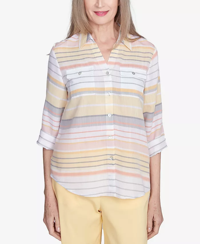 Женский топ с манжетами на пуговицах и полосками, соответствующий дресс-коду Alfred Dunner, мультиколор
Женский топ с манжетами на пуговицах и полосками, соответствующий дресс-коду Alfred Dunner, мультиколор