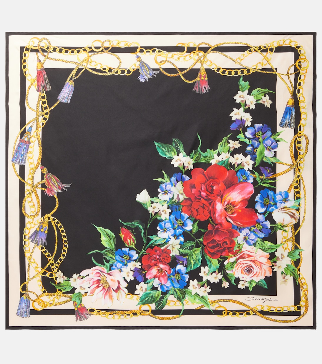 Шелковый твиловый шарф с цветочным принтом Dolce&Gabbana, Bouquet Fiori F.Nero
Шелковый твиловый шарф с цветочным принтом Dolce&Gabbana, Bouquet Fiori F.Nero