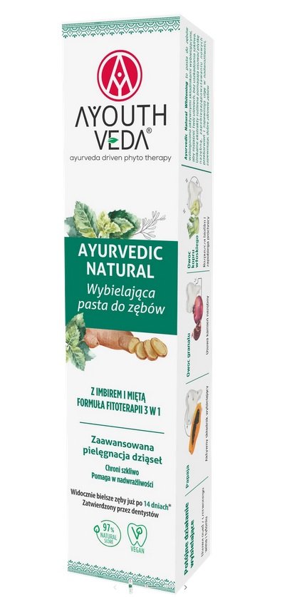 Аюрведическая натуральная отбеливающая зубная паста Ayouthveda с имбирем 100 г Bielenda
Аюрведическая натуральная отбеливающая зубная паста Ayouthveda с имбирем 100 г Bielenda