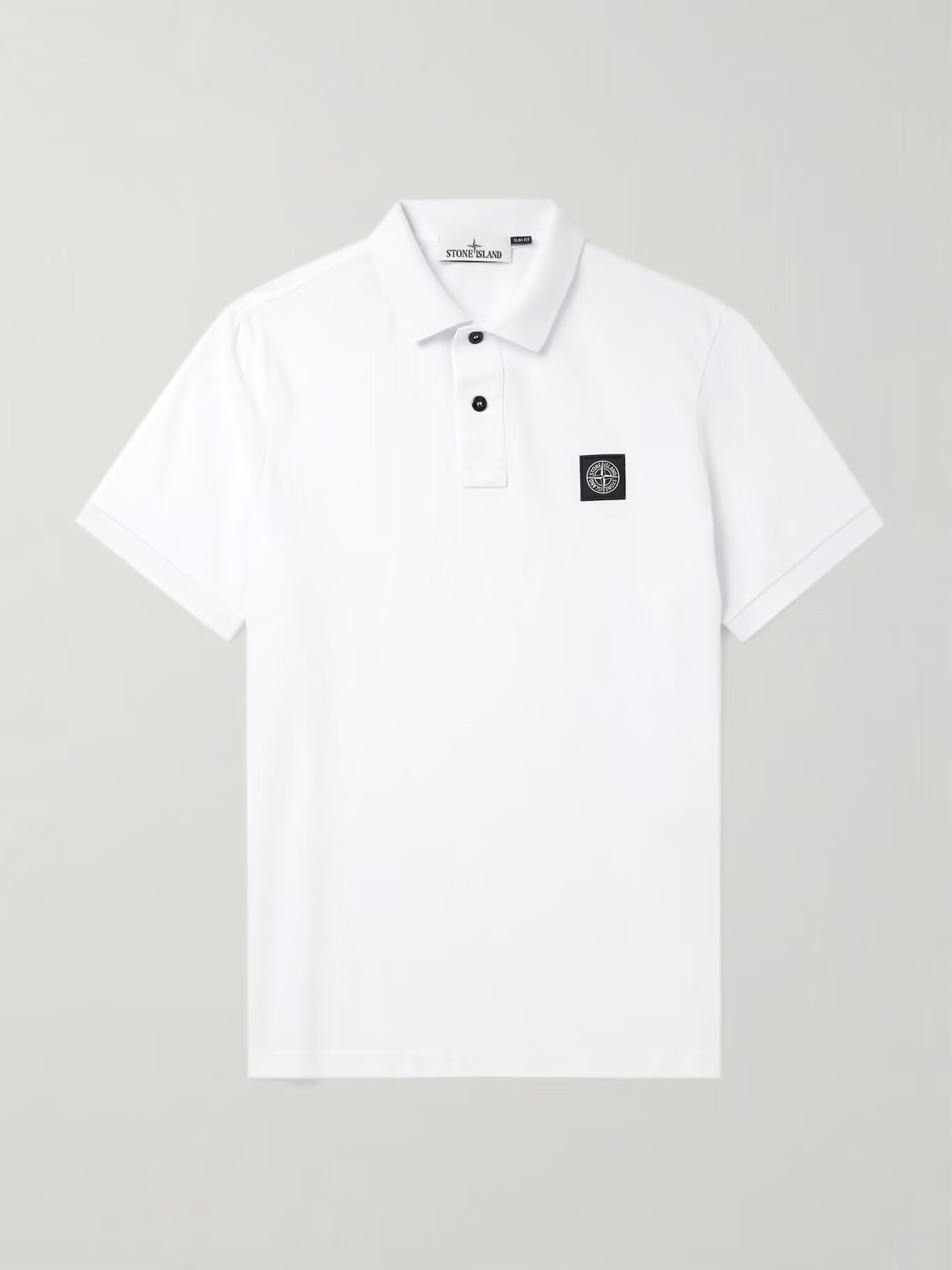 Рубашка-поло из хлопкового пике с аппликацией логотипа STONE ISLAND, белый 
Рубашка-поло из хлопкового пике с аппликацией логотипа STONE ISLAND, белый