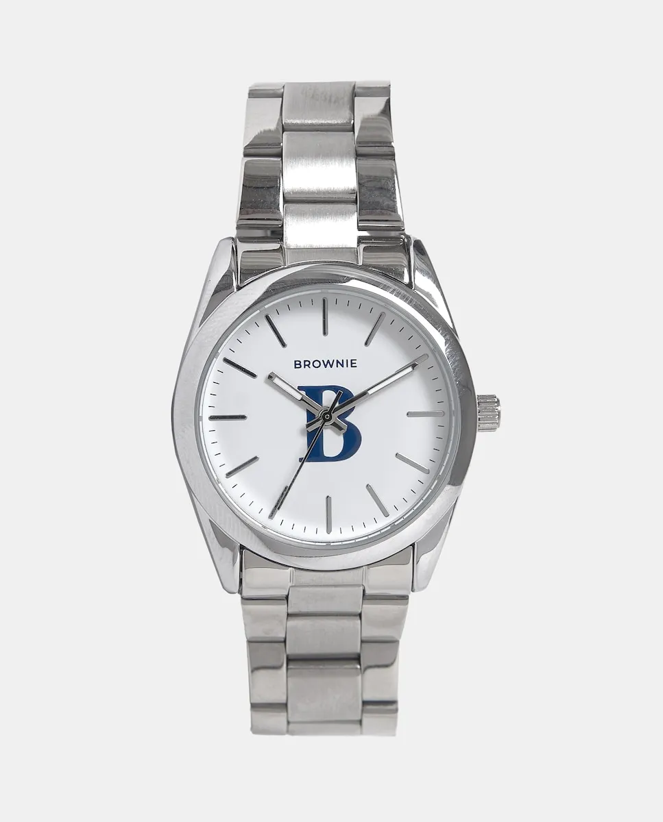 Женские аналоговые стальные часы с белым циферблатом Brownie, серебряный
Женские аналоговые стальные часы с белым циферблатом Brownie, серебряный