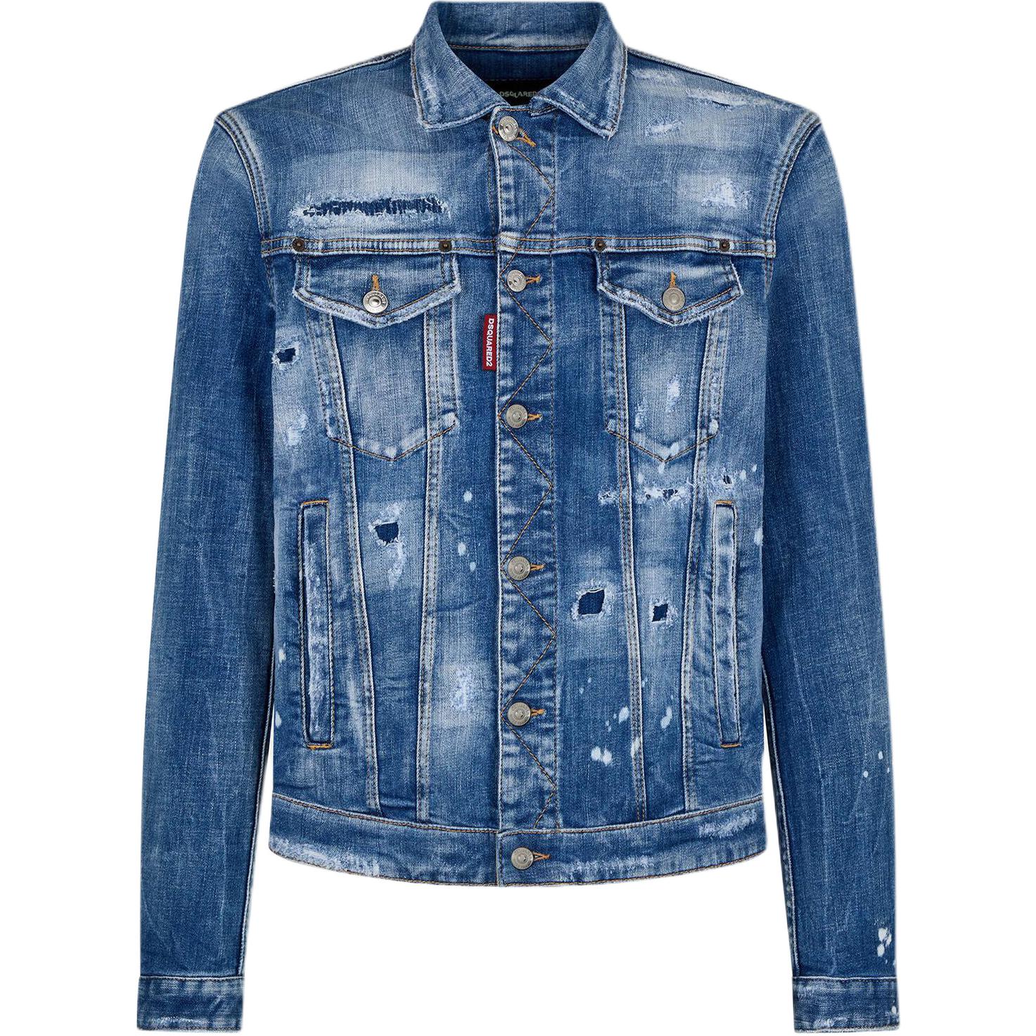 DSQUARED 2 Потертая джинсовая куртка, Marine Blue 
DSQUARED 2 Потертая джинсовая куртка, Marine Blue