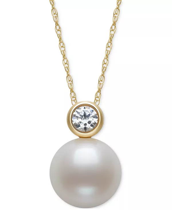 Ожерелье с подвеской 18 дюймов из 14-каратного золота с культивированным пресноводным жемчугом (8 мм) и бриллиантами (1/6 карата) в оправе Belle De Mer, gold
Ожерелье с подвеской 18 дюймов из 14-каратного золота с культивированным пресноводным жемчугом (8 мм) и бриллиантами (1/6 карата) в оправе Belle De Mer, gold