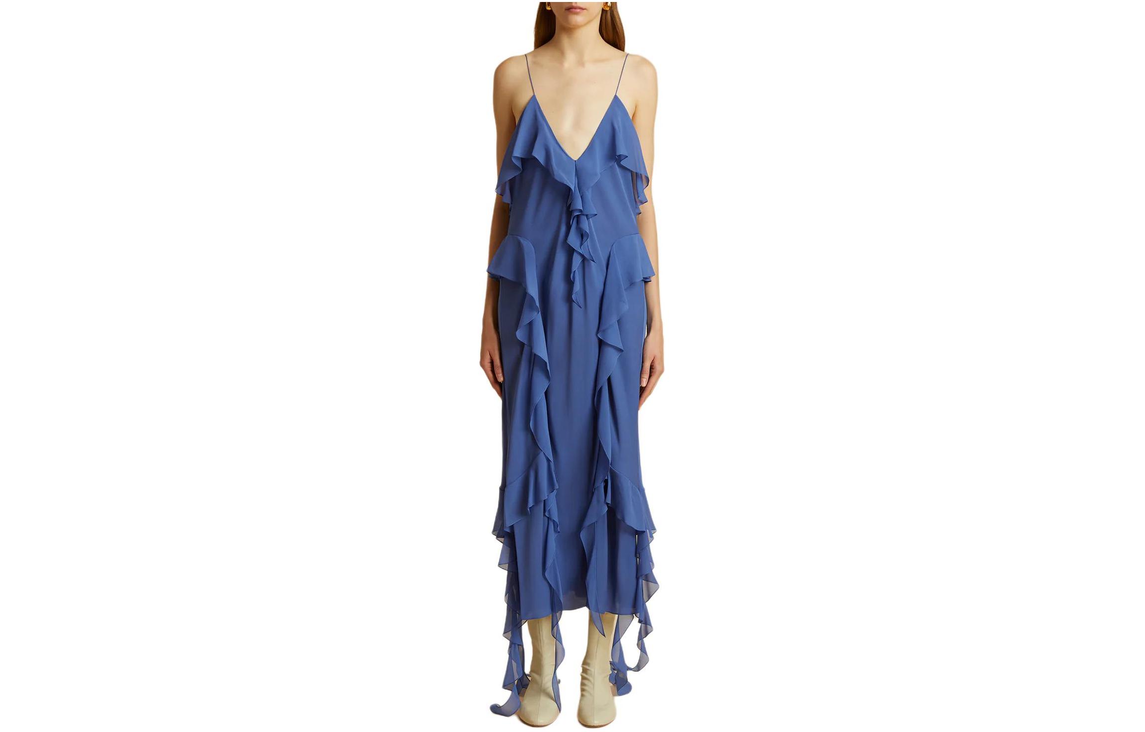 Платье миди из шелка с отделкой воланами Pim KHAITE, синий
Платье миди из шелка с отделкой воланами Pim KHAITE, синий