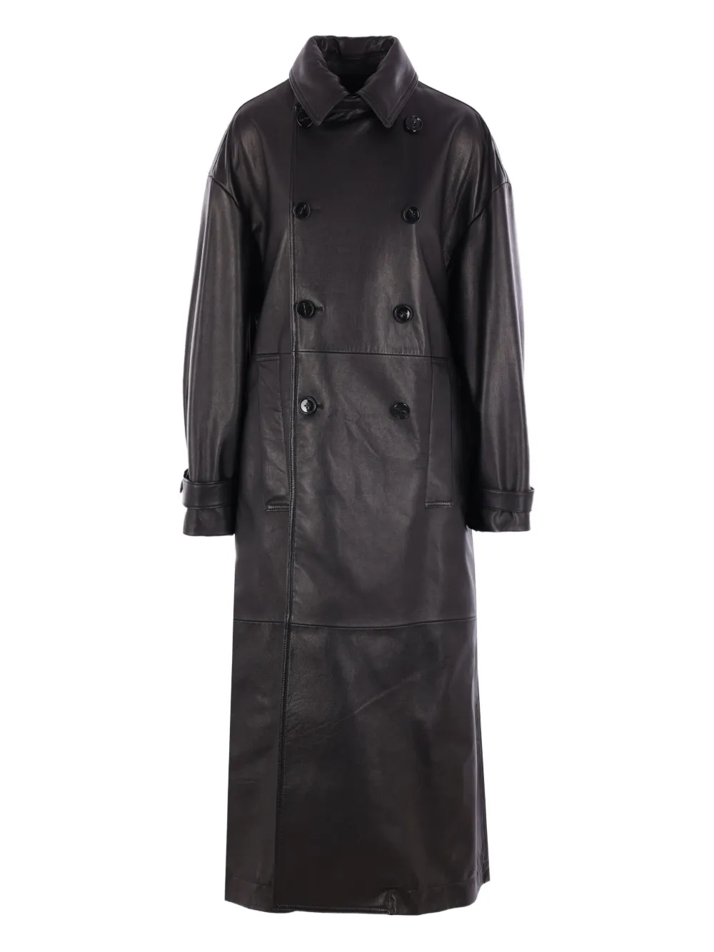 Двубортное кожаное пальто Ann Demeulemeester, черный
Двубортное кожаное пальто Ann Demeulemeester, черный
