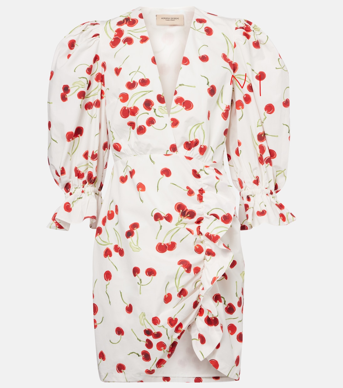 Мини-платье с пышными рукавами из хлопковой смеси Adriana Degreas, белый 
Мини-платье с пышными рукавами из хлопковой смеси Adriana Degreas, белый