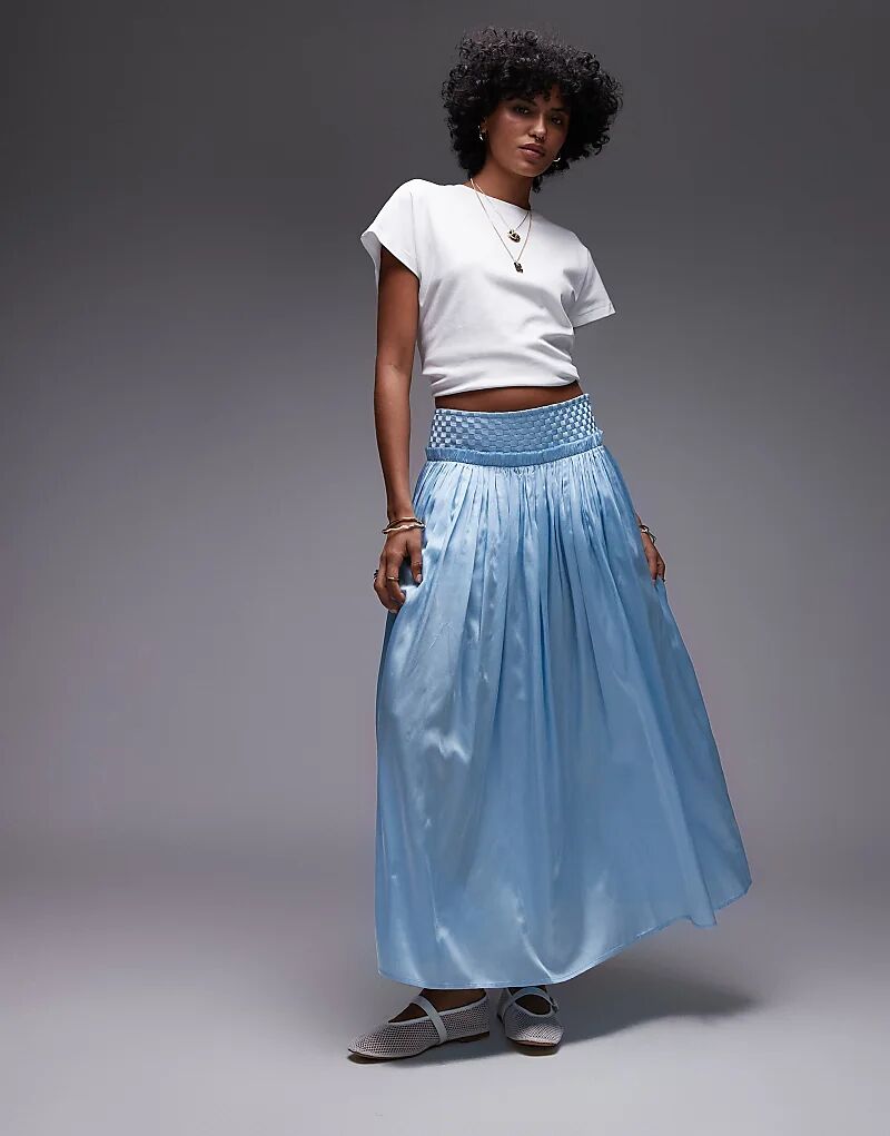 Юбка Topshop с жатым эффектом и блеском, нежно-голубого цвета
Юбка Topshop с жатым эффектом и блеском, нежно-голубого цвета