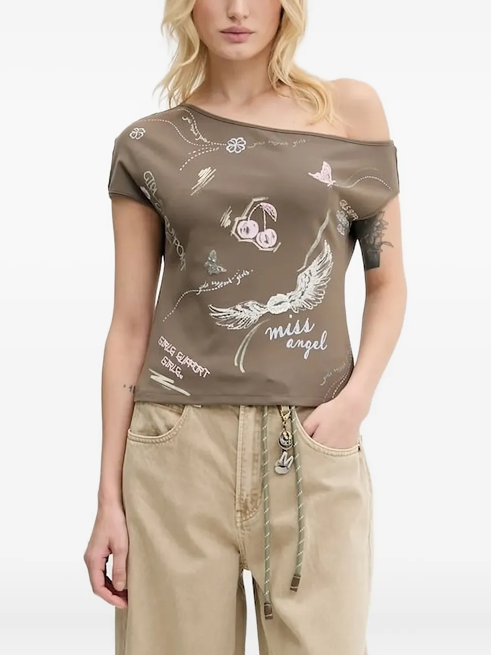 Декорированный топ на одно плечо Miss Sixty, коричневый
Декорированный топ на одно плечо Miss Sixty, коричневый