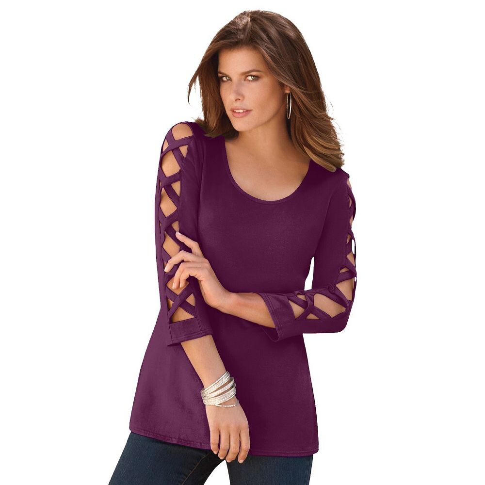 Женская футболка Ultimate с решетчатыми рукавами больших размеров Roaman's, цвет Dark Berry
Женская футболка Ultimate с решетчатыми рукавами больших размеров Roaman's, цвет Dark Berry