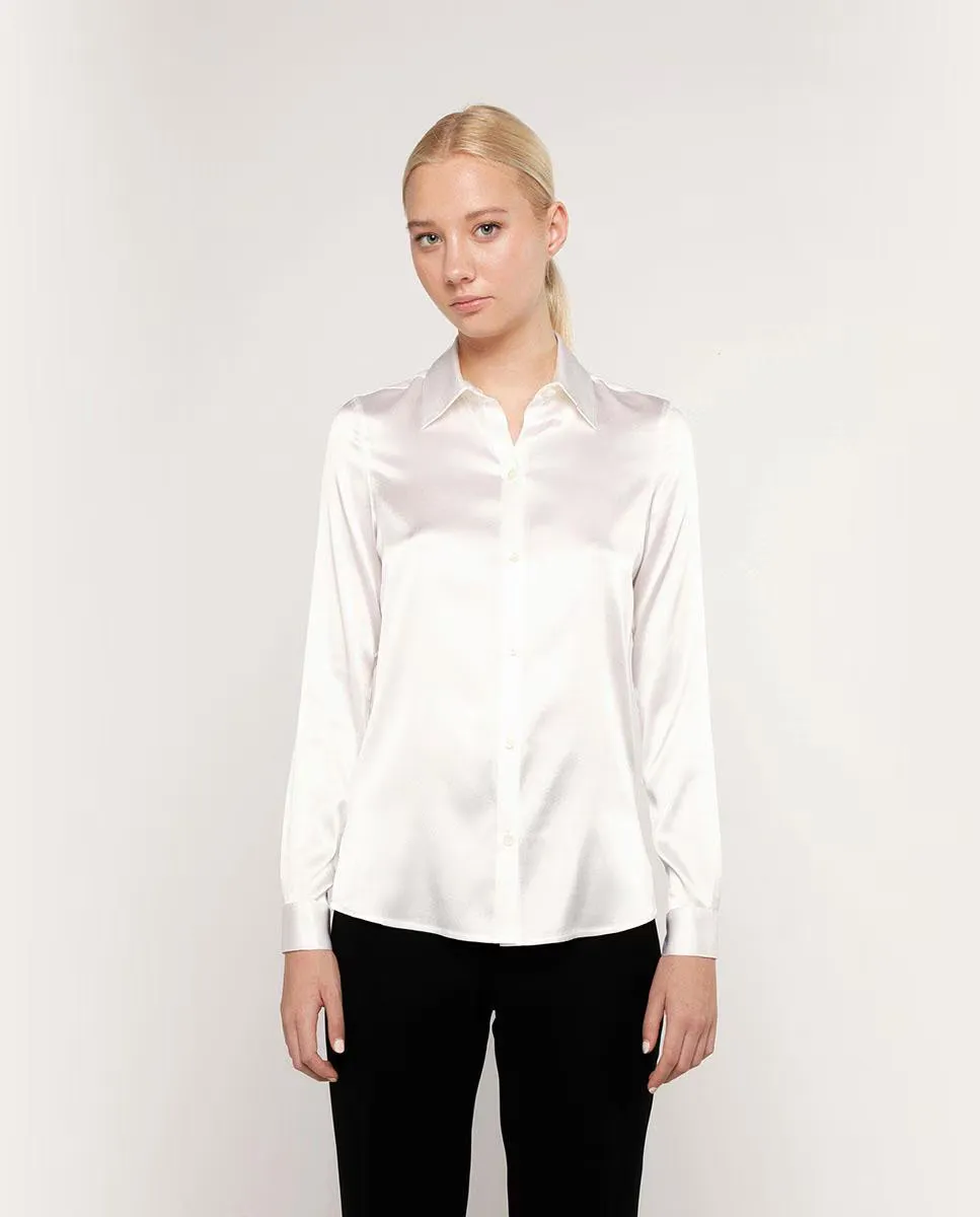Женская блузка гладкая из эластичного шелка Mirto, белый
Женская блузка гладкая из эластичного шелка Mirto, белый