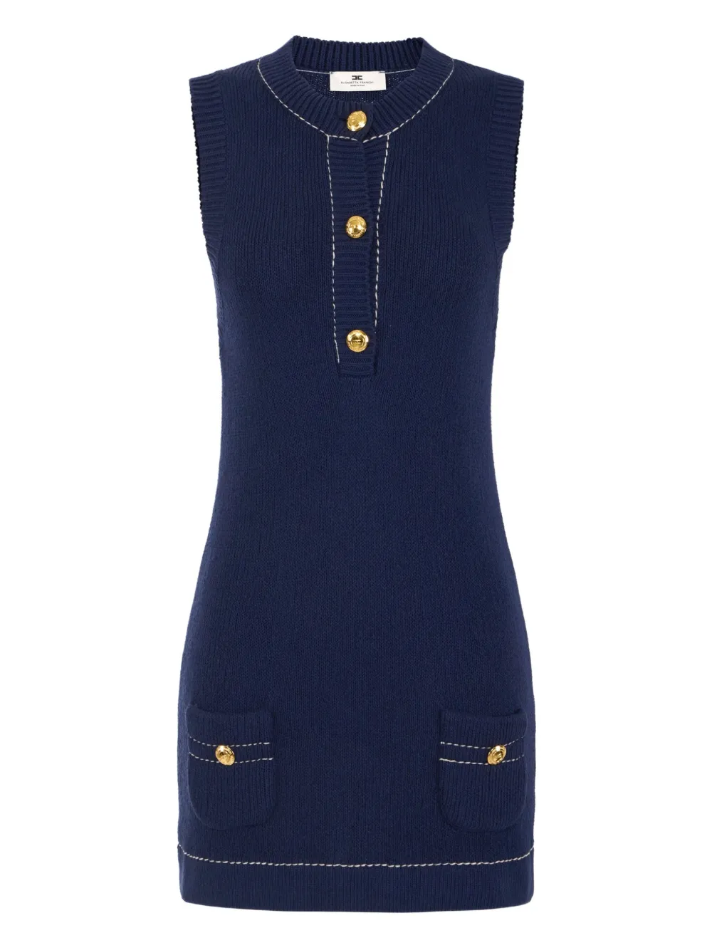 Мини-платье с карманом на пуговицах Elisabetta Franchi, синий 
Мини-платье с карманом на пуговицах Elisabetta Franchi, синий