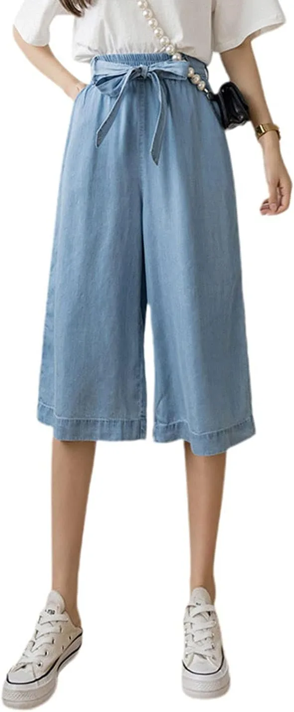 Женские укороченные джинсовые кюлоты с эластичным поясом и плиссировкой Itemnew
Женские укороченные джинсовые кюлоты с эластичным поясом и плиссировкой Itemnew