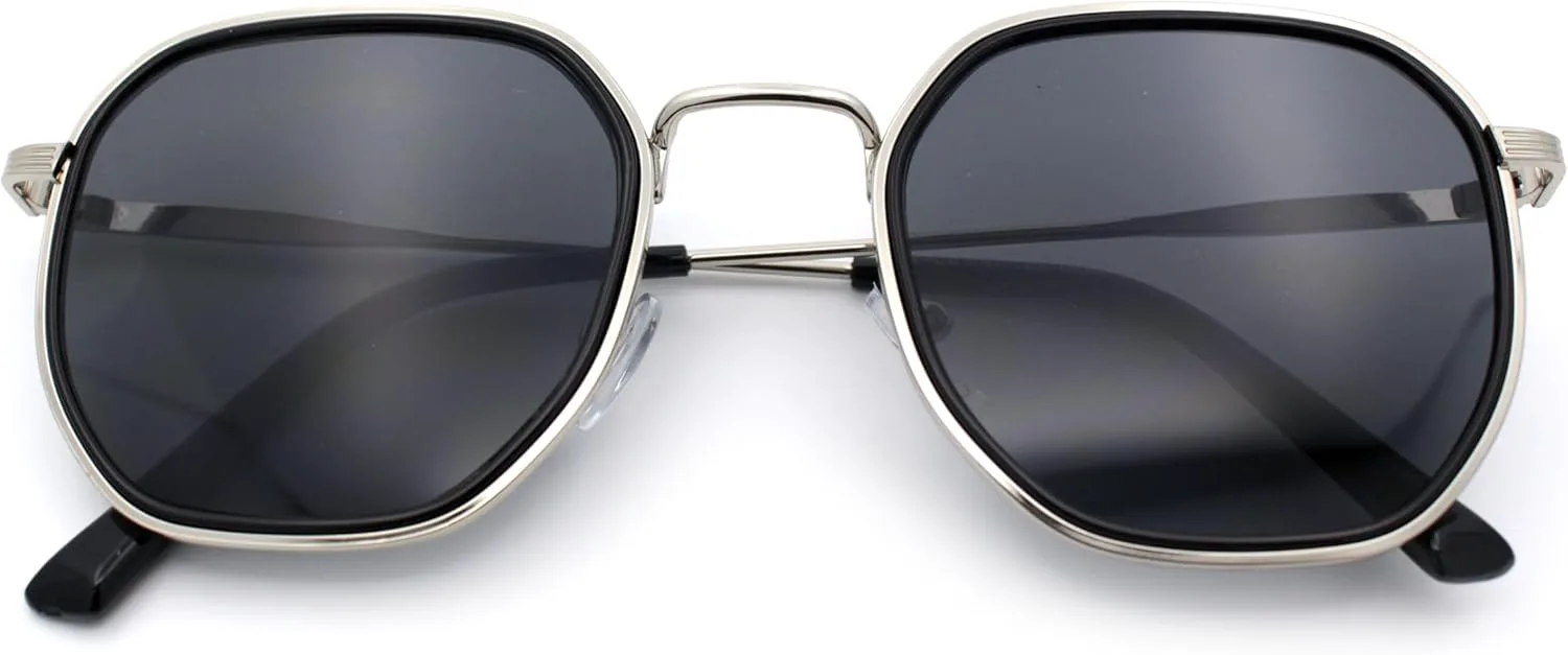 SA106 Солнцезащитные очки в стиле хипстер с двойной оправой, восьмиугольной классической металлической оправой и прямоугольным оправой, Silver Black - Black
SA106 Солнцезащитные очки в стиле хипстер с двойной оправой, восьмиугольной классической металлической оправой и прямоугольным оправой, Silver Black - Black