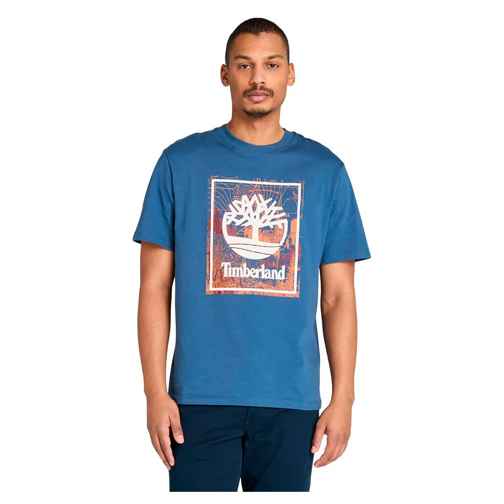 Футболка с коротким рукавом Timberland Front Seasonal Stack Logo Graphic, синий 
Футболка с коротким рукавом Timberland Front Seasonal Stack Logo Graphic, синий
