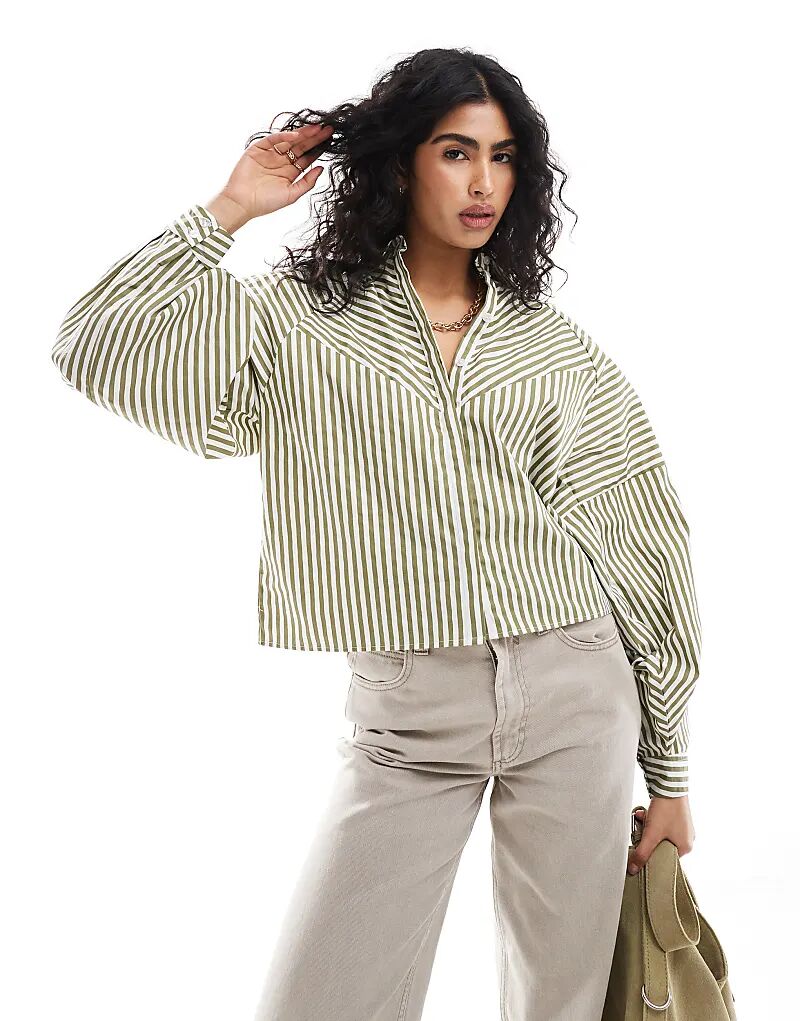 Рубашка с объемными вставками в оливково-белую полоску ASOS DESIGN
Рубашка с объемными вставками в оливково-белую полоску ASOS DESIGN