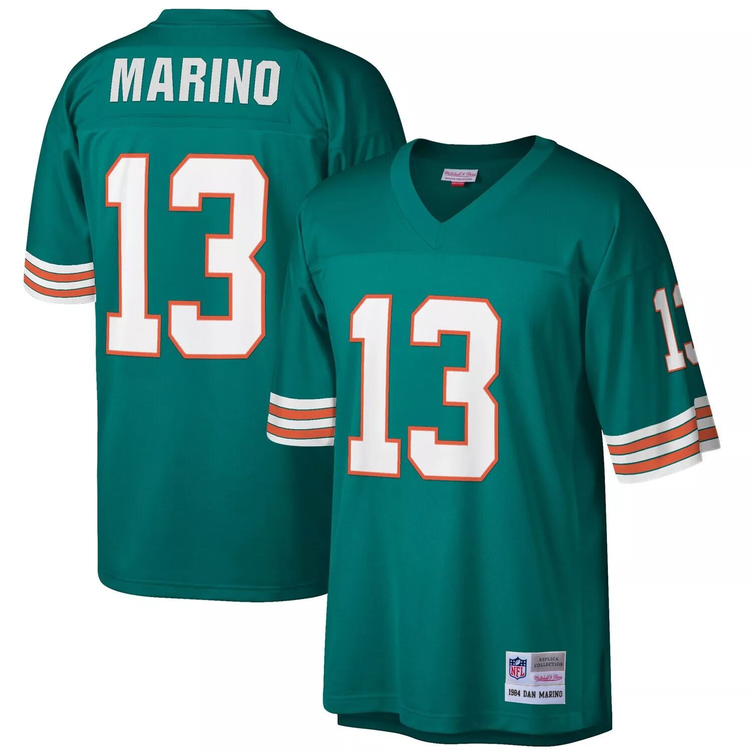 Мужская футболка Mitchell & Ness Dan Marino Aqua Miami Dolphins Big & Tall 1984, реплика вышедшего на пенсию игрока
Мужская футболка Mitchell & Ness Dan Marino Aqua Miami Dolphins Big & Tall 1984, реплика вышедшего на пенсию игрока
