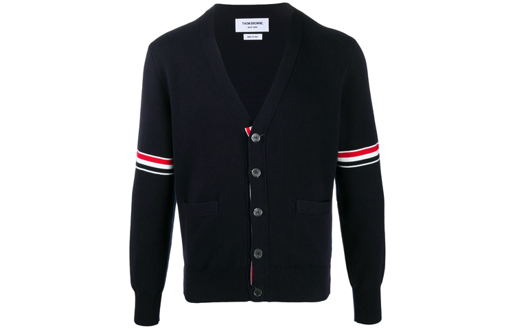 Полосатый кардиган с v-образным вырезом THOM BROWNE, синий
Полосатый кардиган с v-образным вырезом THOM BROWNE, синий