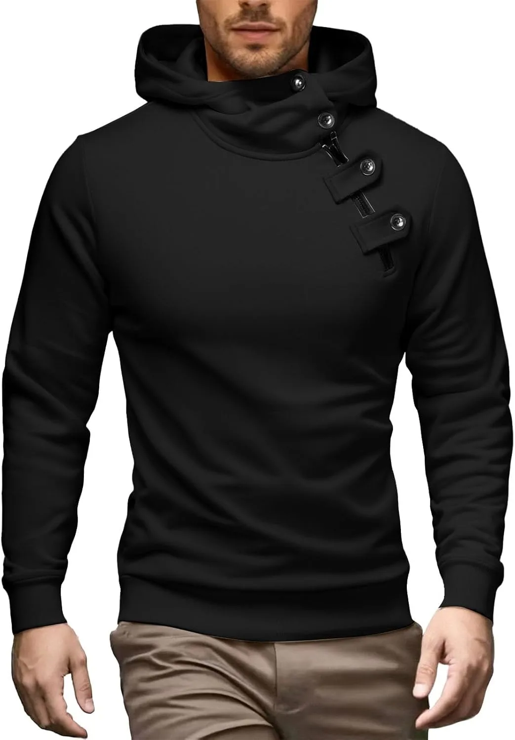 Мужская худи с асимметричной молнией и пуговицами Slim Fit
Мужская худи с асимметричной молнией и пуговицами Slim Fit