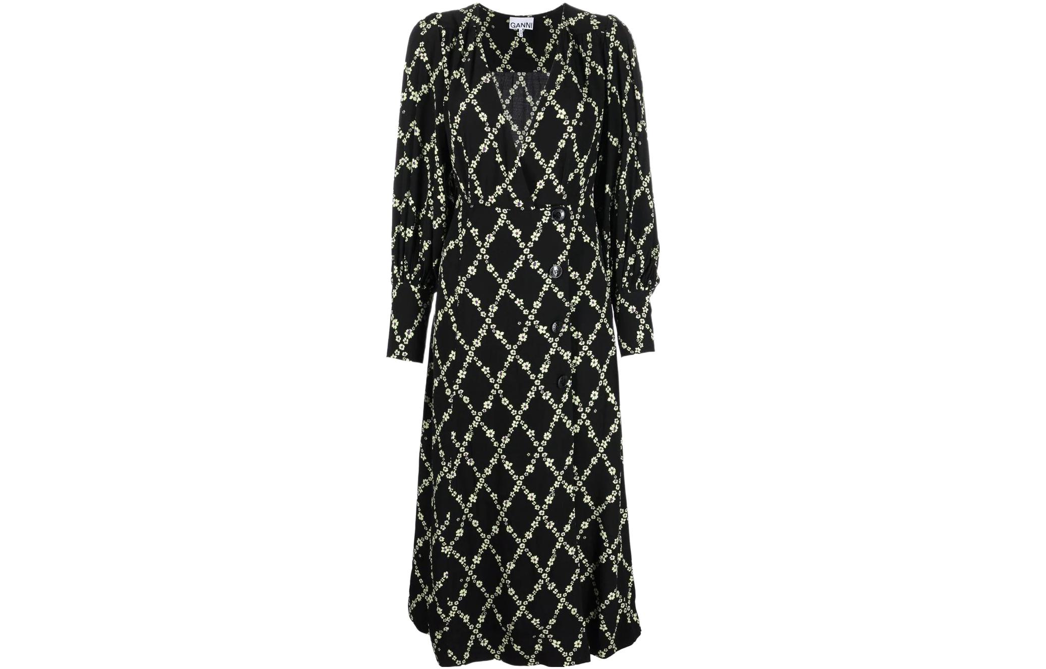 Женское платье с длинными рукавами GANNI, черное
Женское платье с длинными рукавами GANNI, черное