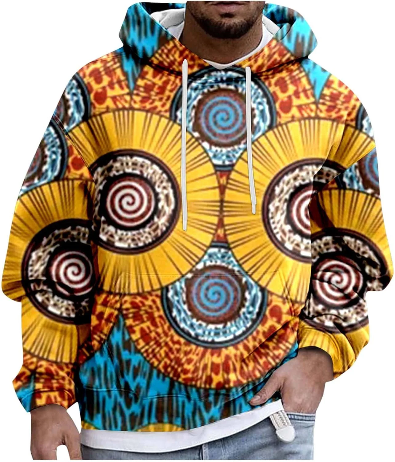 Мужская толстовка с капюшоном Casual, принт African Dashiki, с карманами
Мужская толстовка с капюшоном Casual, принт African Dashiki, с карманами