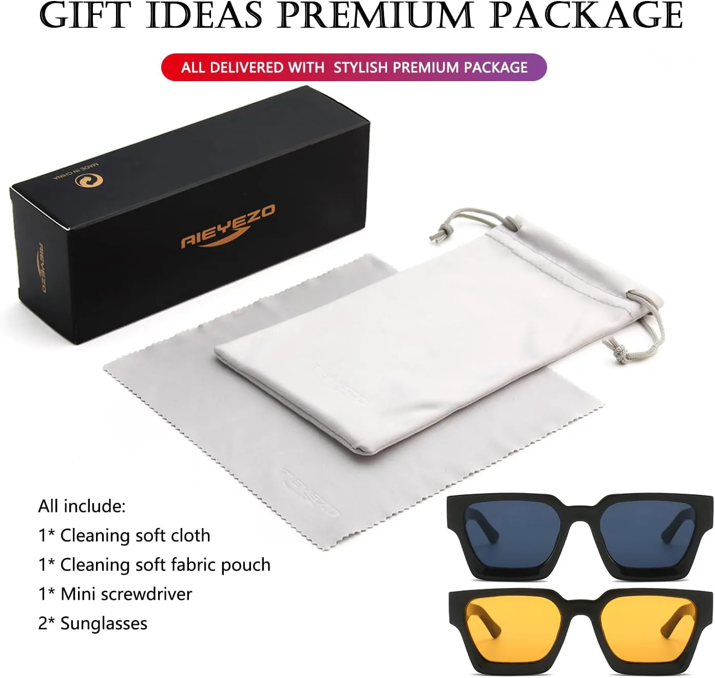 Солнцезащитные очки AIEYEZO квадратной формы для женщин и мужчин, квадратная оправа с толстой рамой, простой дизайнерский стиль, 2 Pack Black/Grey + Black/Yellow)
Солнцезащитные очки AIEYEZO квадратной формы для женщин и мужчин, квадратная оправа с толстой рамой, простой дизайнерский стиль, 2 Pack Black/Grey + Black/Yellow)