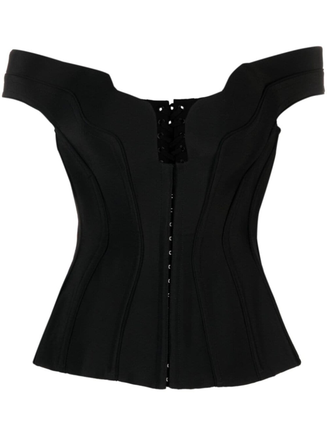 Корсет Impossible Neckline с открытыми плечами Mugler, черный
Корсет Impossible Neckline с открытыми плечами Mugler, черный