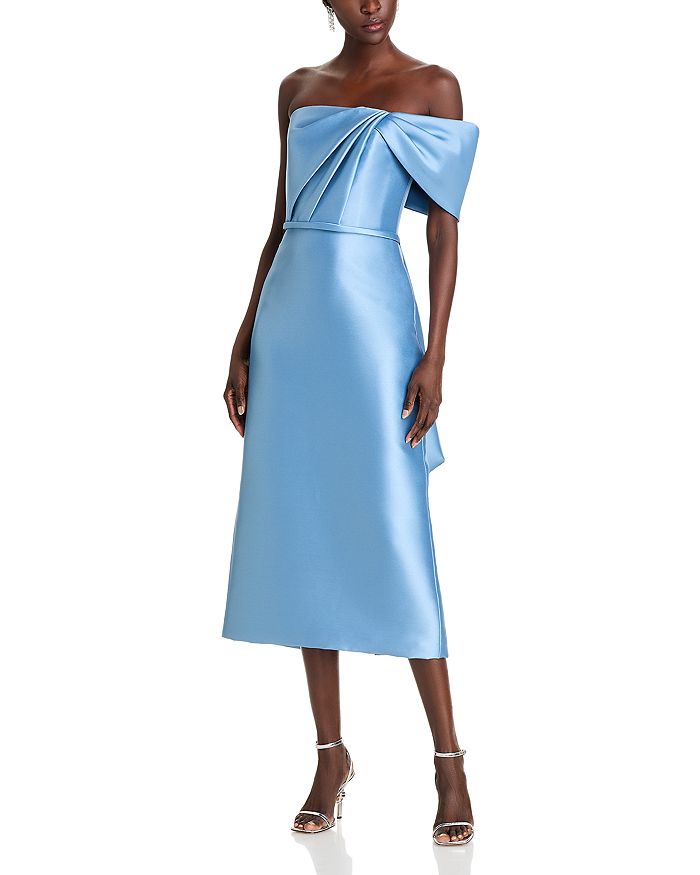 Платье миди с бантом на плече Amsale, синий
Платье миди с бантом на плече Amsale, синий