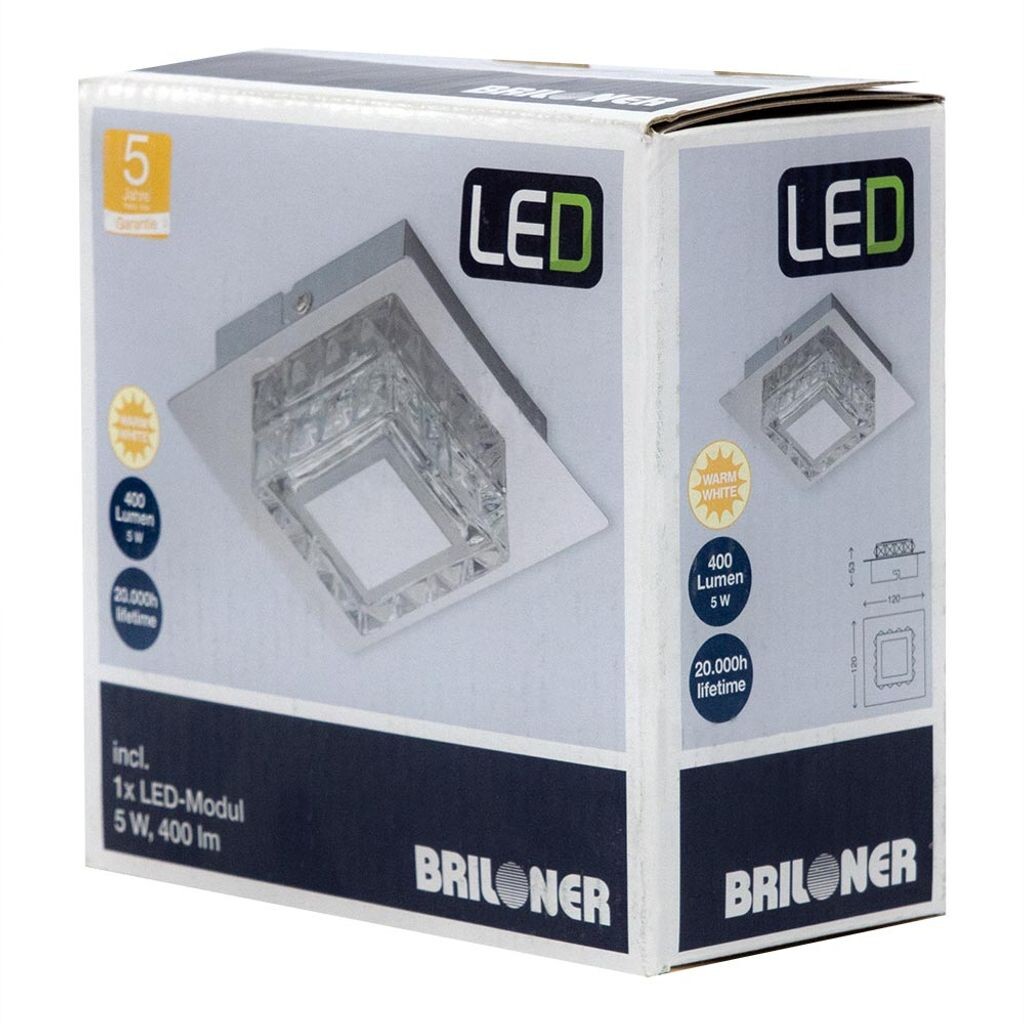 Briloner LED настенный и потолочный светильник никель 5Вт 400лм IP20 теплый белый 3000К
Briloner LED настенный и потолочный светильник никель 5Вт 400лм IP20 теплый белый 3000К