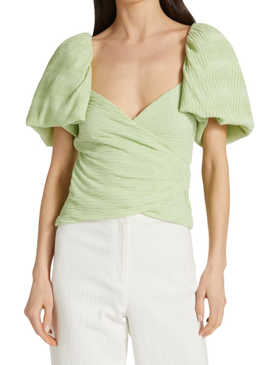 Трикотажный топ с рукавами-буфами из плиссированной ткани SIMKHAI, цвет Pear
Трикотажный топ с рукавами-буфами из плиссированной ткани SIMKHAI, цвет Pear