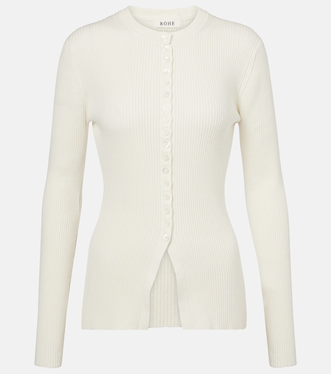 Кардиган из хлопкового крепа в рубчик Róhe, Optic White
Кардиган из хлопкового крепа в рубчик Róhe, Optic White