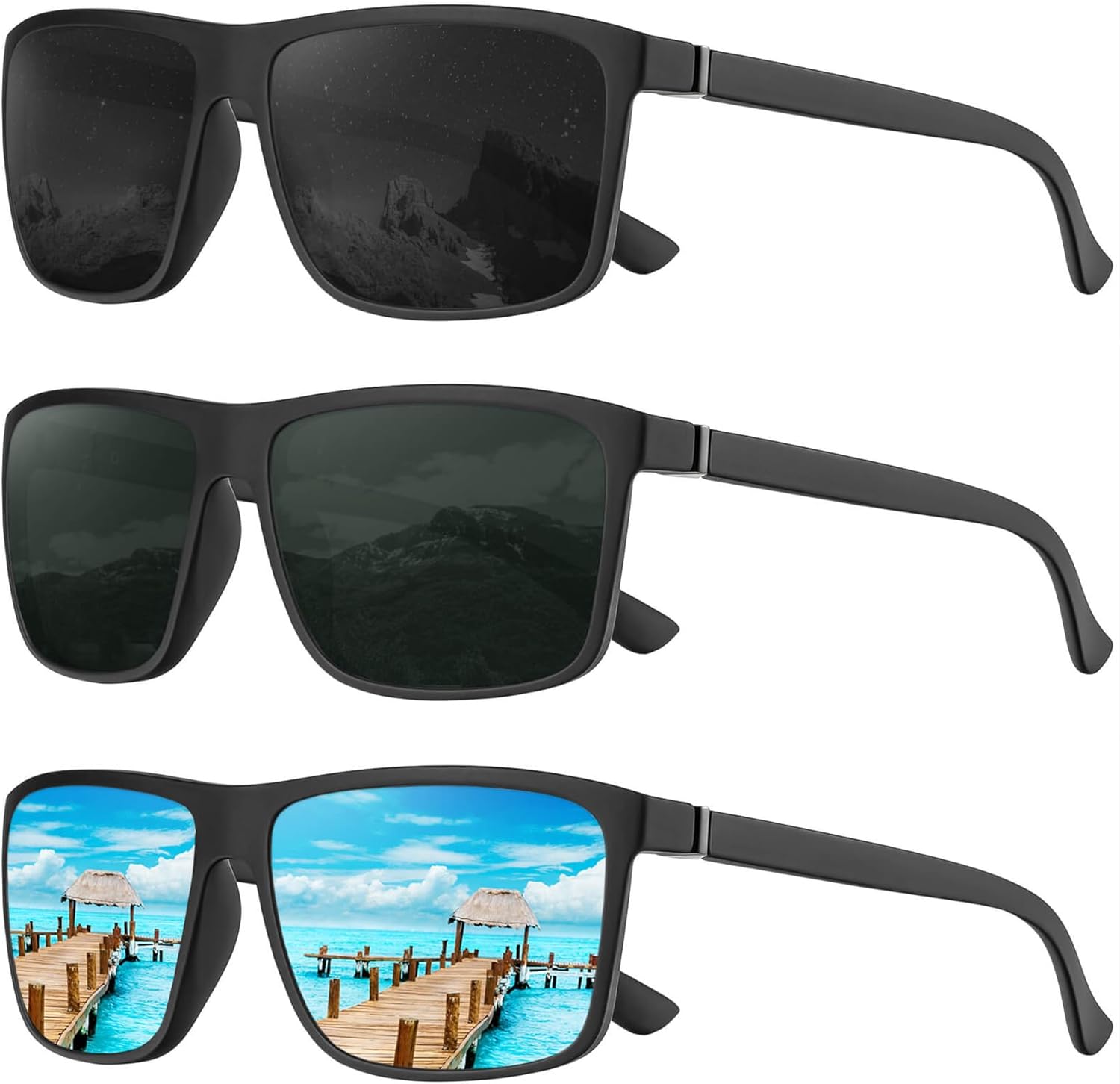 Поляризованные солнцезащитные очки KALIYADI для мужчин и женщин, мужские солнцезащитные очки с защитой от УФ-излучения для вождения, рыбалки, гольфа (3 шт.), (3 Pack)black/Ice Blue/G15
Поляризованные солнцезащитные очки KALIYADI для мужчин и женщин, мужские солнцезащитные очки с защитой от УФ-излучения для вождения, рыбалки, гольфа (3 шт.), (3 Pack)black/Ice Blue/G15