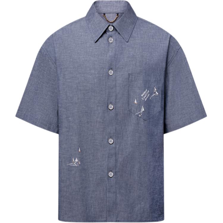 Вышитая рубашка с коротким рукавом из шамбре LOUIS VUITTON, синий
Вышитая рубашка с коротким рукавом из шамбре LOUIS VUITTON, синий