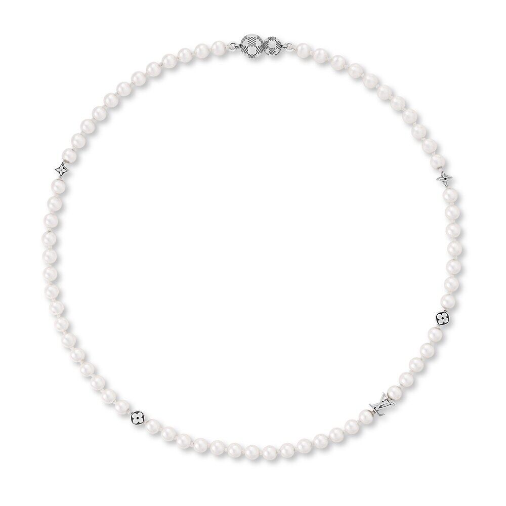 Тонкое ожерелье с монограммой из жемчуга Louis Vuitton, серебряный
Тонкое ожерелье с монограммой из жемчуга Louis Vuitton, серебряный