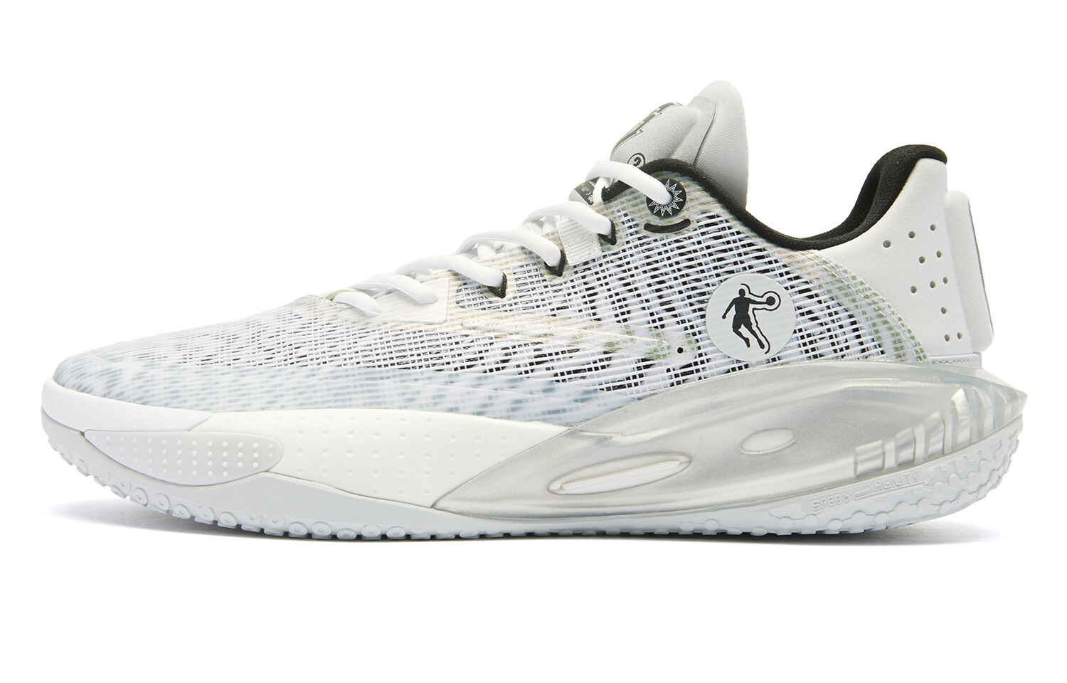 Баскетбольные кроссовки Sharp RISE мужские с низким верхом, белые/серебристые Qiaodan