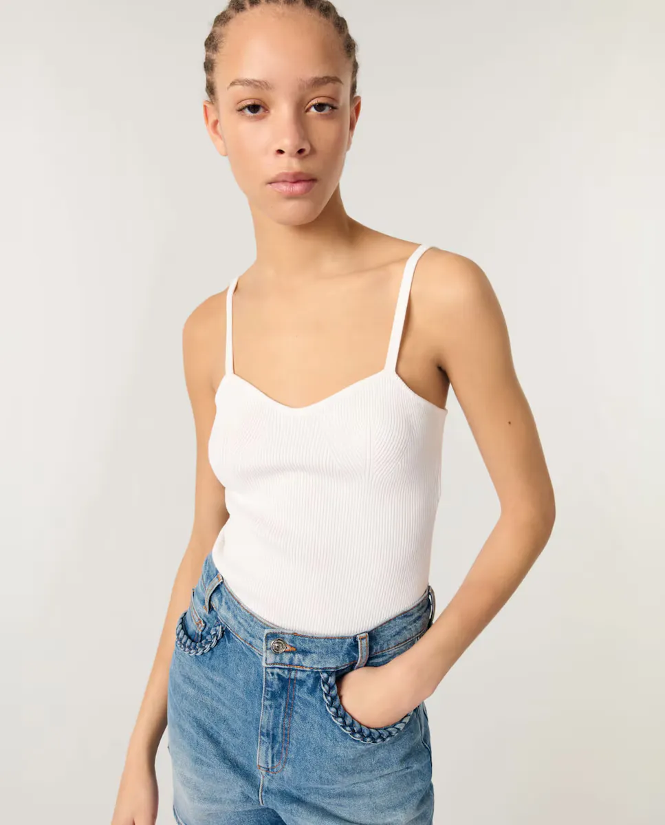 Женский топ из рубчатого трикотажа Maje, белый
Женский топ из рубчатого трикотажа Maje, белый